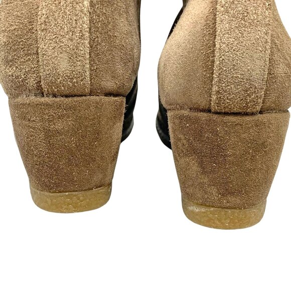 Eric Michael Queen Taupe Suede‎ Zip Wedge Booties - Picture 7 of 13